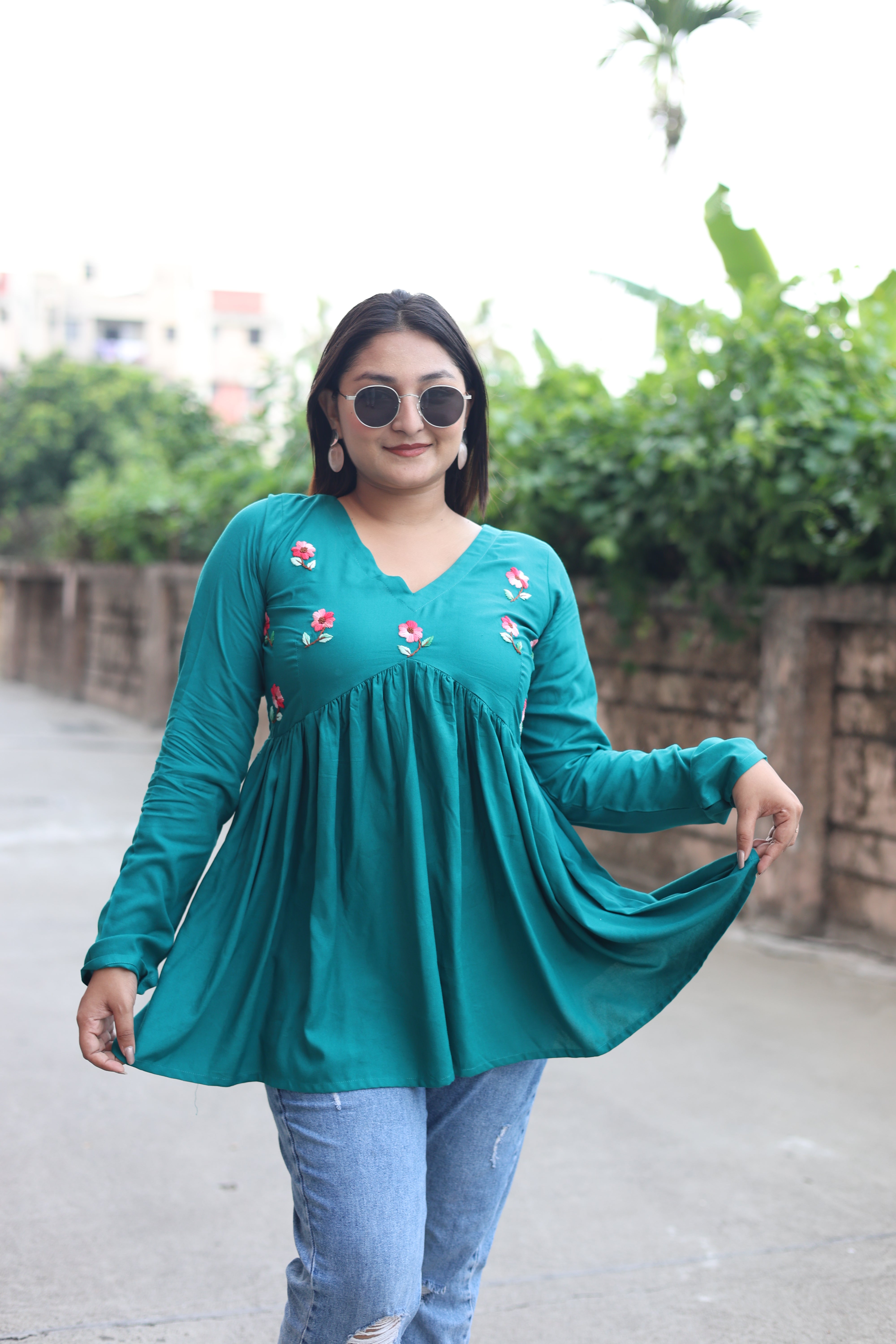 Rama Green Hand Embroidered Tunics